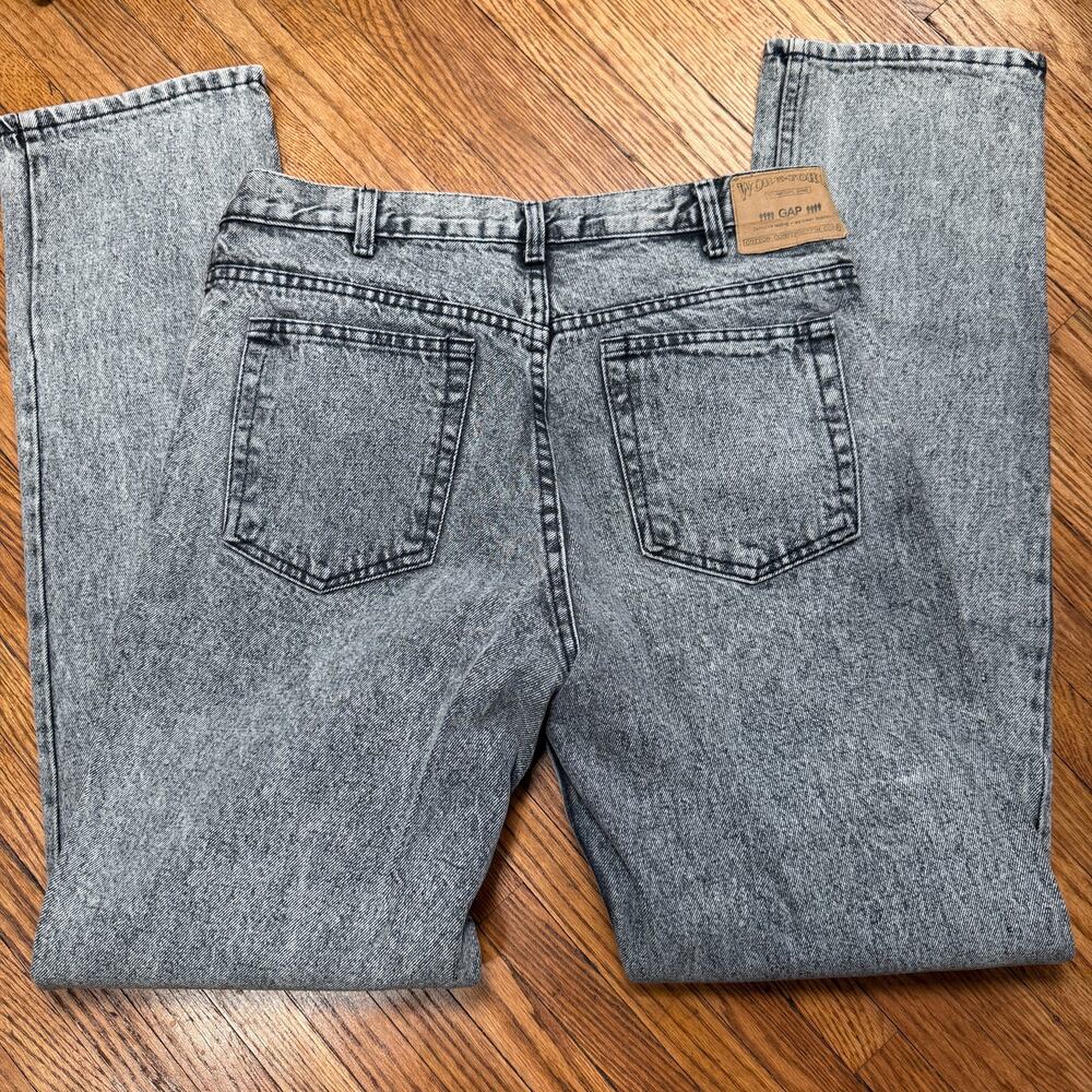 VINTAGE‎ Gap Work Force 80s 90s USA Cotton Grey Acid Wash Jeans Denim 34 x 34
